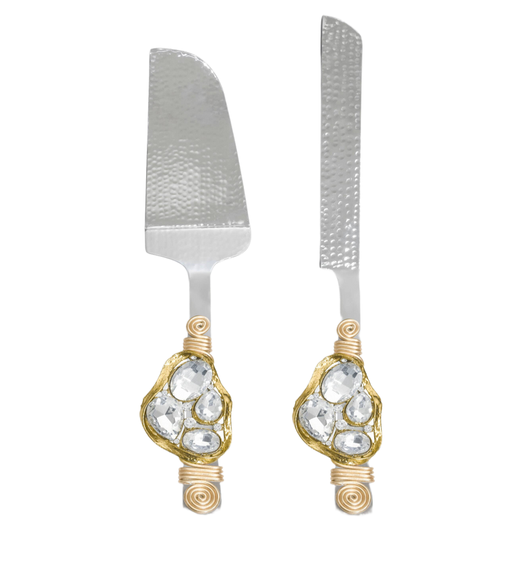 crystal cake servers - knife and server