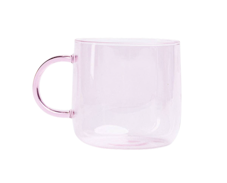 pink glass mug