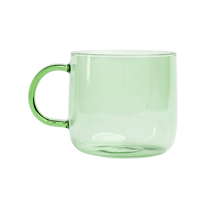 green glass mug